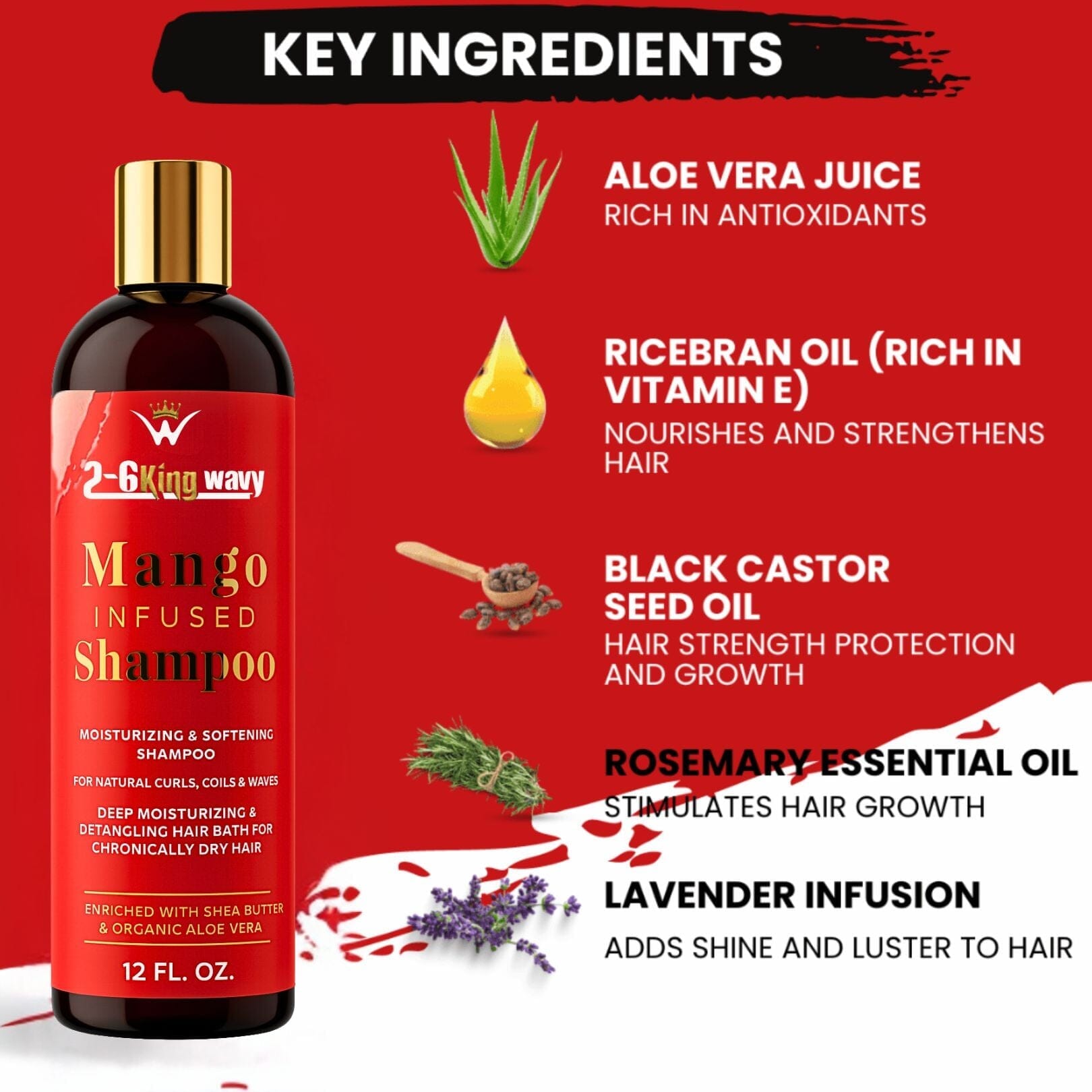 Infused Mango Shampoo 12 FL OZ Premium Quality (10% Off) Wave Natural Products 26 King Wavy Merch, LLC 