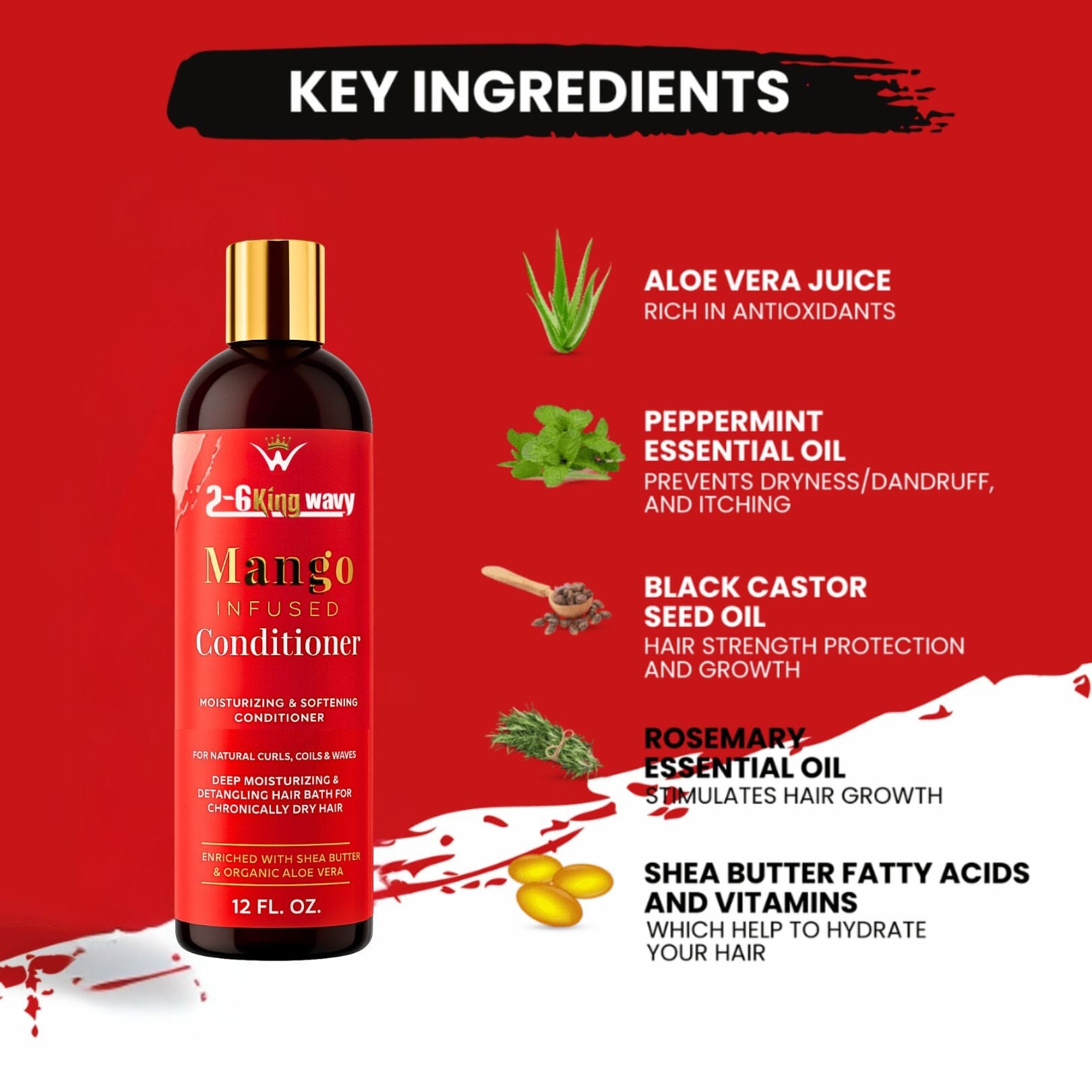 Infused Mango Conditioner (12 FL OZ) Premium Quality Wave Natural Products 26 King Wavy Merch, LLC 