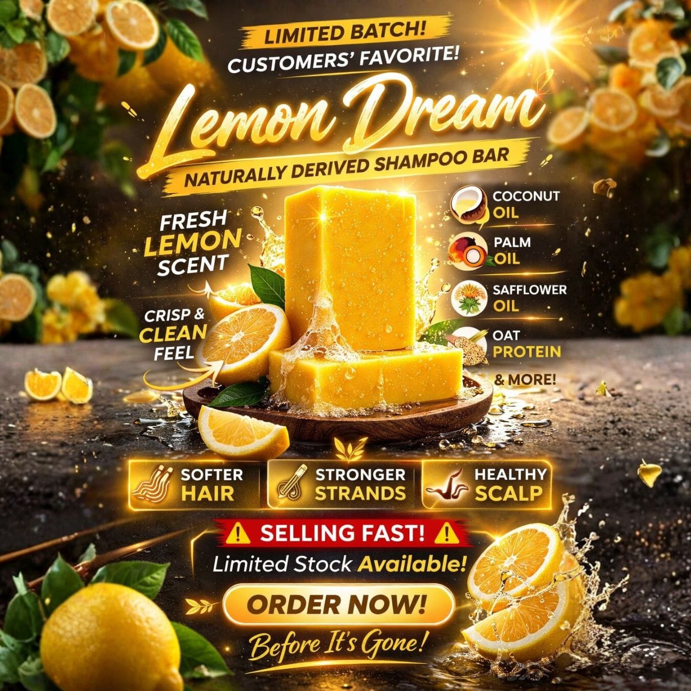 🔥PRE ORDER🔥 Lemon Dream Shampoo Bar Wave Natural Products 2-6 King Wavy Merch 