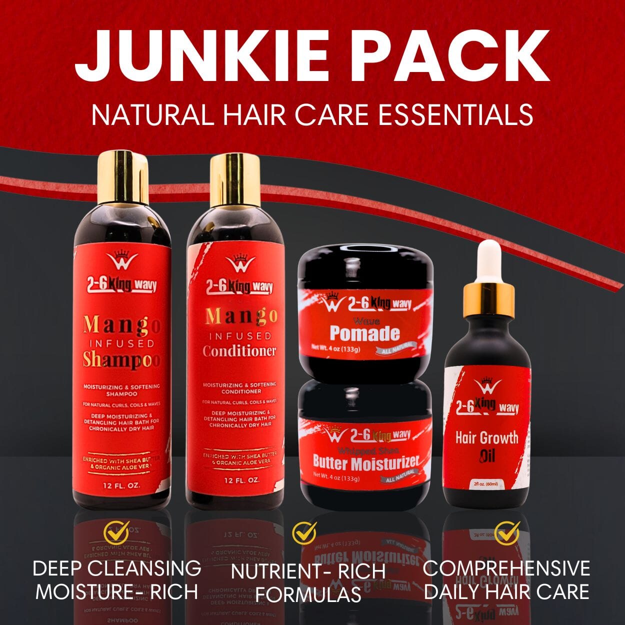 Junkie Pack - Natural Hair Care Essentials Wave Natural Products - Kit 26 King Wavy Merch, LLC 