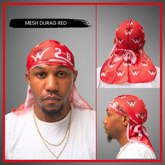 Mesh DuRag (Wash n Style) Premium Quality Mesh Durag 26 King Wavy Merch, LLC Red 