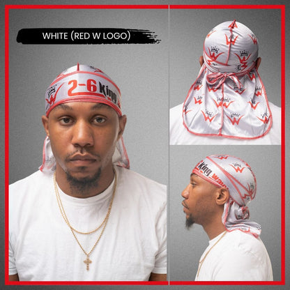 Silk Durag's Premium Quality [All Variants] Durag 26 King Wavy Merch, LLC White (Red W Logo) 