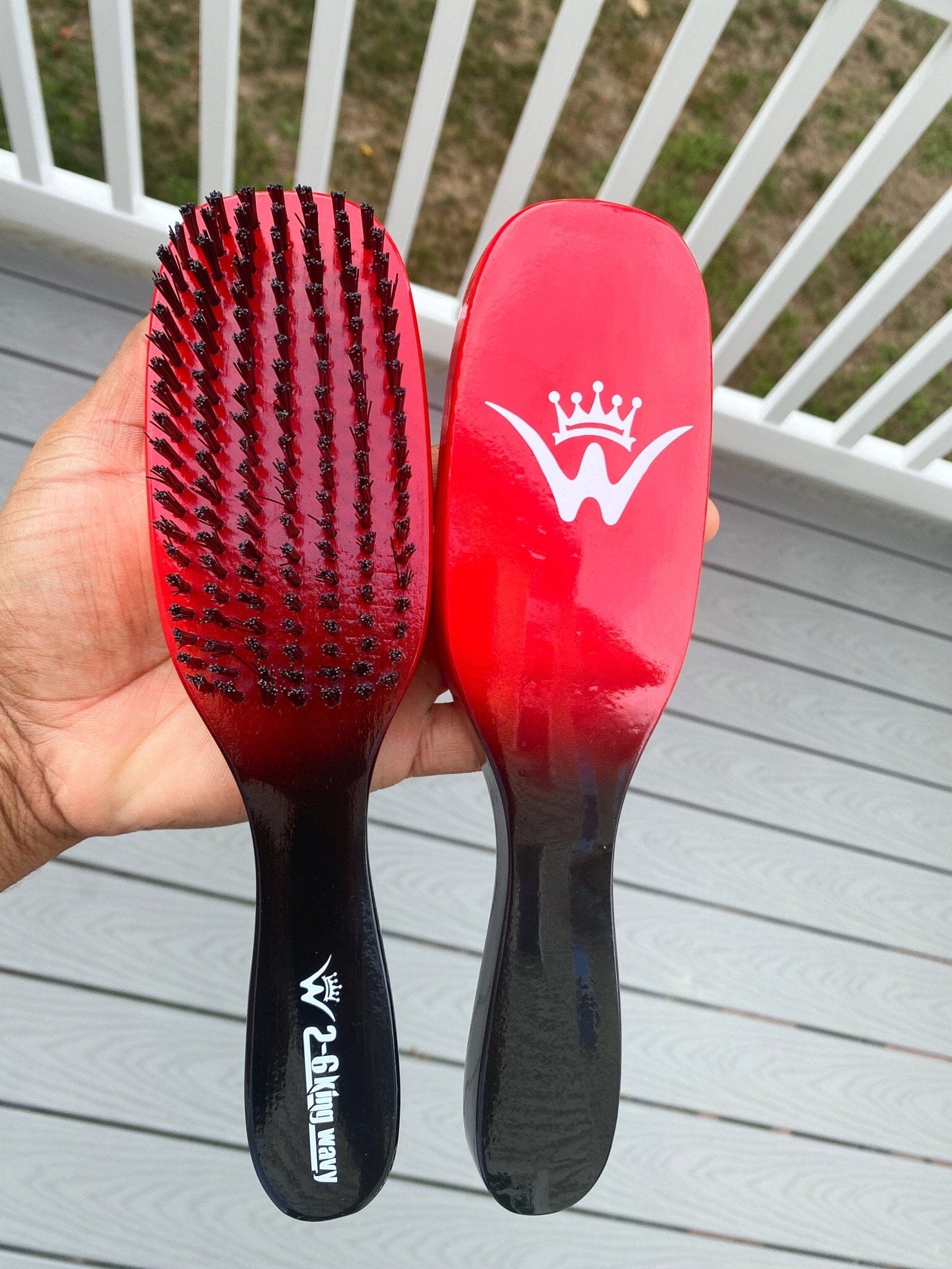 Flat Wave Brush Red Hard 7 Row Premium Quality - 26 King Wavy